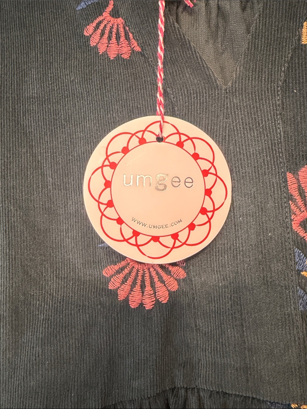 Umgee Forest Green Embroidered Corduroy Long Sleeve Dress - Picture 3 of 5